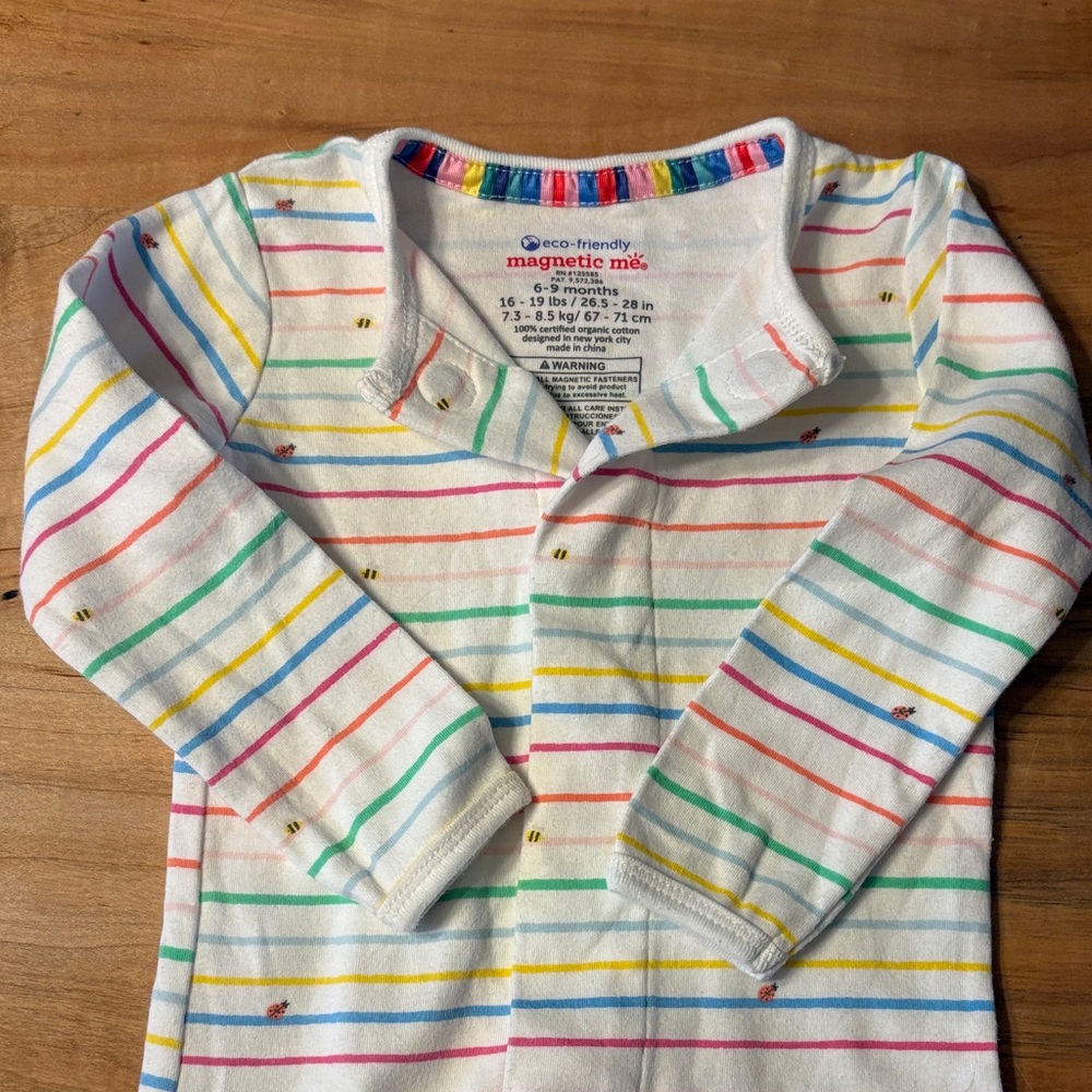 Magnetic Me Rainbow Striped Baby Onesie 6-9 mo